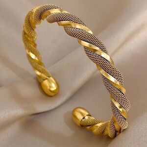New! Serpenti Gold Silver Twisted Open Bangle Bracelet